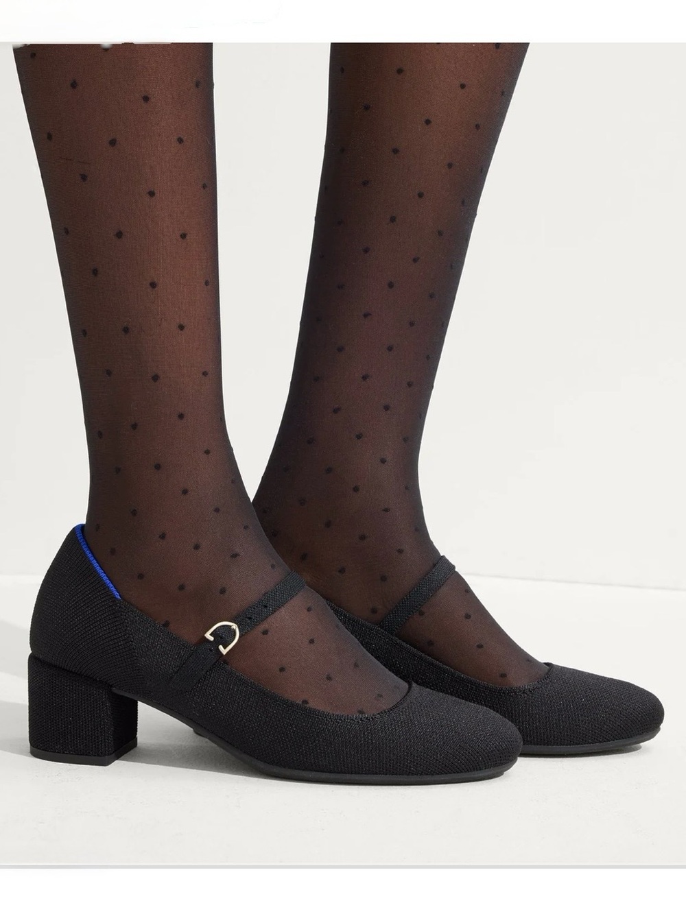 NWOT ROTHY’S The Mary Jane Block Heel Pump Round Toe Black Knit US 8.5 - Picture 11 of 12